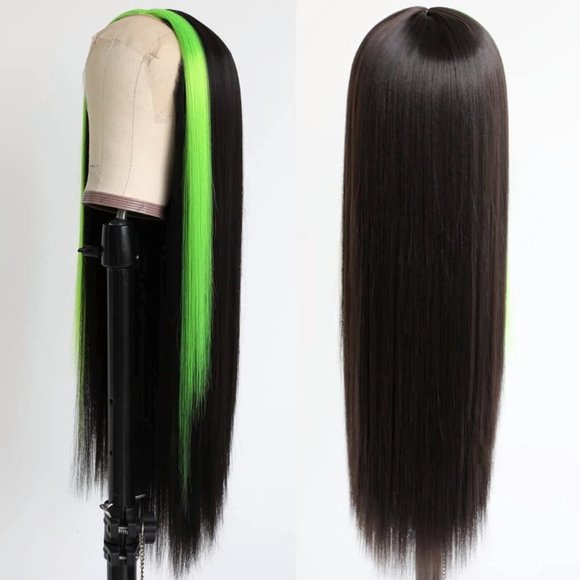 Green Highlight Straight Lace Front Wig - Picture 5 of 5